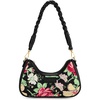 image:imageWrangler Vintage Floral Print Hobo Bag Braided Handle Shoulder Bag for WomenBlack