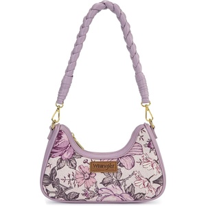 image:imageWrangler Vintage Floral Print Hobo Bag Braided Handle Shoulder Bag for WomenPurple