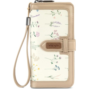image:imageX Wrangler Womens Wallets Bifold Wristlet Wallets for Women Large Capacity Credit Card Wallet with ID WindowFloralapricot
