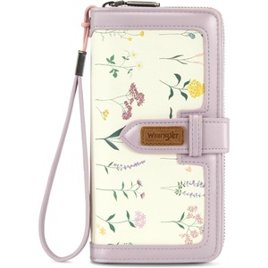 image:imageX Wrangler Womens Wallets Bifold Wristlet Wallets for Women Large Capacity Credit Card Wallet with ID WindowFloralpurple