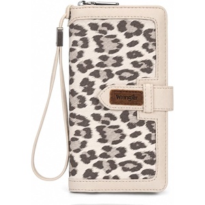 image:imageX Wrangler Womens Wallets Bifold Wristlet Wallets for Women Large Capacity Credit Card Wallet with ID WindowLeopard Beige