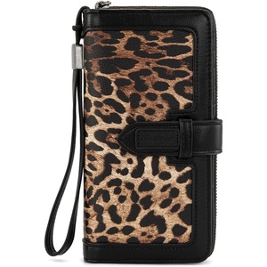 image:imageX Wrangler Womens Wallets Bifold Wristlet Wallets for Women Large Capacity Credit Card Wallet with ID WindowLeopard Black