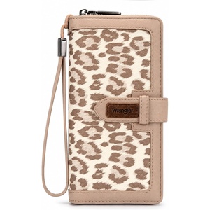 image:imageX Wrangler Womens Wallets Bifold Wristlet Wallets for Women Large Capacity Credit Card Wallet with ID WindowLeopard Khaki
