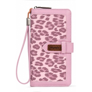 image:imageX Wrangler Womens Wallets Bifold Wristlet Wallets for Women Large Capacity Credit Card Wallet with ID WindowLeopard Pink