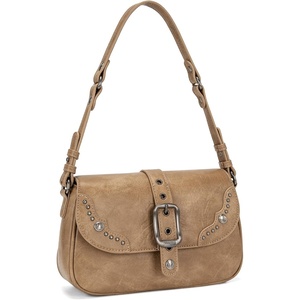 image:imageWrangler Shoulder Bag for Women Western Leopard Hobo Purse Small Underarm Handbag with Buckle Studs amp Crossbody StrapKhaki