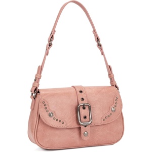 image:imageWrangler Shoulder Bag for Women Western Leopard Hobo Purse Small Underarm Handbag with Buckle Studs amp Crossbody StrapPink