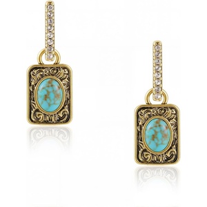 image:imageWrangler Couture Turquoise Jewelry for Women Turquoise Earrings for Women Western Jewelry Western Country EarringsGoldTurquoise