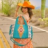 image:imageWrangler Duffel Bag for Women Large Travel Weekender Bag Designer Cactus Print Carry On BagsCanvas CottonAztec Turquoise
