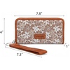 image:imageWrangler Wristlet Wallets for Women Lace Floral Tooled Clutch Purse RFID Blocking Wallet Credit Card HolderBrown