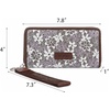image:imageWrangler Wristlet Wallets for Women Lace Floral Tooled Clutch Purse RFID Blocking Wallet Credit Card HolderCoffee