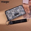 image:imageWrangler Wristlet Wallets for Women Lace Floral Tooled Clutch Purse RFID Blocking Wallet Credit Card HolderJet Black
