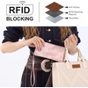 image:imageWrangler Wristlet Wallets for Women Lace Floral Tooled Clutch Purse RFID Blocking Wallet Credit Card HolderPink