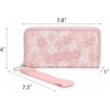 image:imageWrangler Wristlet Wallets for Women Lace Floral Tooled Clutch Purse RFID Blocking Wallet Credit Card HolderPink