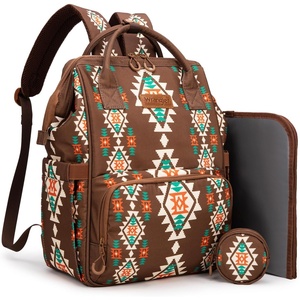 image:imageMontana West Wrangler Diaper Bag Backpack Aztec Callie Bag Travel Backpack Purses Western MultiFunction Baby Bags for Mom3pcs Coffee