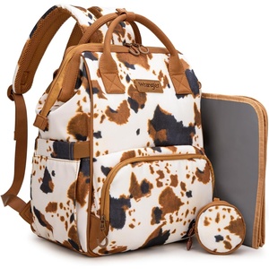 image:imageMontana West Wrangler Diaper Bag Backpack Aztec Callie Bag Travel Backpack Purses Western MultiFunction Baby Bags for Mom3pcs Cow Print Brown