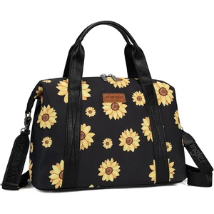 image:imageWrangler Duffel Bag for Women Large Travel Weekender Bag Designer Cactus Print Carry On BagsCanvas CottonSunflower