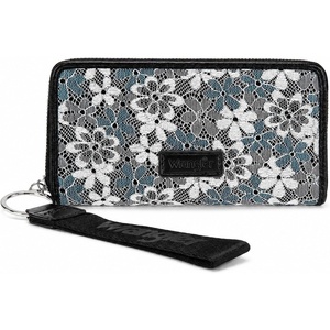image:imageWrangler Wristlet Wallets for Women Lace Floral Tooled Clutch Purse RFID Blocking Wallet Credit Card HolderJet Black