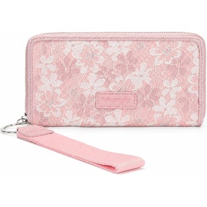 image:imageWrangler Wristlet Wallets for Women Lace Floral Tooled Clutch Purse RFID Blocking Wallet Credit Card HolderPink