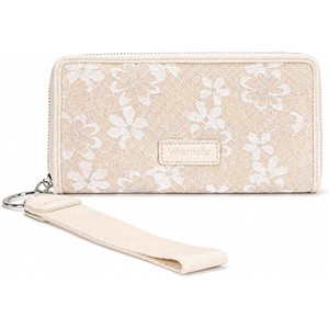 image:imageWrangler Wristlet Wallets for Women Lace Floral Tooled Clutch Purse RFID Blocking Wallet Credit Card HolderTan