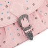 image:imageWrangler Rhinestone Denim Purse Cute Shoulder Bag Womens Crossbody Handbag  with Crossbody Strap Western Buckle Chic Charms Flap amp Zipper Clousure Front Pocket Two Inner PocketsPink