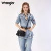 image:imageWrangler Rhinestone Denim Purse Cute Shoulder Bag Womens Crossbody Handbag  with Crossbody Strap Western Buckle Chic Charms Flap amp Zipper Clousure Front Pocket Two Inner PocketsBlack