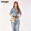 image:imageWrangler Rhinestone Denim Purse Cute Shoulder Bag Womens Crossbody Handbag  with Crossbody Strap Western Buckle Chic Charms Flap amp Zipper Clousure Front Pocket Two Inner PocketsBiege
