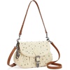 image:imageWrangler Rhinestone Denim Purse Cute Shoulder Bag Womens Crossbody Handbag  with Crossbody Strap Western Buckle Chic Charms Flap amp Zipper Clousure Front Pocket Two Inner PocketsBiege
