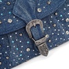 image:imageWrangler Rhinestone Denim Purse Cute Shoulder Bag Womens Crossbody Handbag  with Crossbody Strap Western Buckle Chic Charms Flap amp Zipper Clousure Front Pocket Two Inner PocketsDark Jean