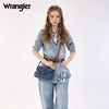 image:imageWrangler Rhinestone Denim Purse Cute Shoulder Bag Womens Crossbody Handbag  with Crossbody Strap Western Buckle Chic Charms Flap amp Zipper Clousure Front Pocket Two Inner PocketsDark Jean