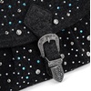 image:imageWrangler Rhinestone Denim Purse Cute Shoulder Bag Womens Crossbody Handbag  with Crossbody Strap Western Buckle Chic Charms Flap amp Zipper Clousure Front Pocket Two Inner PocketsBlack