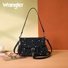 image:imageWrangler Rhinestone Denim Purse Cute Shoulder Bag Womens Crossbody Handbag  with Crossbody Strap Western Buckle Chic Charms Flap amp Zipper Clousure Front Pocket Two Inner PocketsBlack