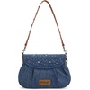 image:imageWrangler Rhinestone Denim Purse Cute Shoulder Bag Womens Crossbody Handbag  with Crossbody Strap Western Buckle Chic Charms Flap amp Zipper Clousure Front Pocket Two Inner PocketsDark Jean