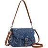 image:imageWrangler Rhinestone Denim Purse Cute Shoulder Bag Womens Crossbody Handbag  with Crossbody Strap Western Buckle Chic Charms Flap amp Zipper Clousure Front Pocket Two Inner PocketsDark Jean