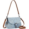 image:imageWrangler Rhinestone Denim Purse Cute Shoulder Bag Womens Crossbody Handbag  with Crossbody Strap Western Buckle Chic Charms Flap amp Zipper Clousure Front Pocket Two Inner PocketsJean