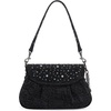 image:imageWrangler Rhinestone Denim Purse Cute Shoulder Bag Womens Crossbody Handbag  with Crossbody Strap Western Buckle Chic Charms Flap amp Zipper Clousure Front Pocket Two Inner PocketsBlack