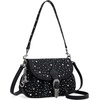 image:imageWrangler Rhinestone Denim Purse Cute Shoulder Bag Womens Crossbody Handbag  with Crossbody Strap Western Buckle Chic Charms Flap amp Zipper Clousure Front Pocket Two Inner PocketsBlack