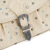 image:imageWrangler Rhinestone Denim Purse Cute Shoulder Bag Womens Crossbody Handbag  with Crossbody Strap Western Buckle Chic Charms Flap amp Zipper Clousure Front Pocket Two Inner PocketsBiege