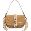image:imageWrangler Western Shoulder Bag for Women Flap Crossbody Purse with Whipstitch Detail amp FringeVintage Cowgirl HandbagAbrown