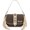 image:imageWrangler Western Shoulder Bag for Women Flap Crossbody Purse with Whipstitch Detail amp FringeVintage Cowgirl HandbagAcoffee