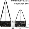 image:imageWrangler Western Shoulder Bag for Women Flap Crossbody Purse with Whipstitch Detail amp FringeVintage Cowgirl HandbagBblack