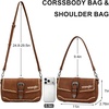 image:imageWrangler Western Shoulder Bag for Women Flap Crossbody Purse with Whipstitch Detail amp FringeVintage Cowgirl HandbagBbrown