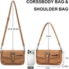 image:imageWrangler Western Shoulder Bag for Women Flap Crossbody Purse with Whipstitch Detail amp FringeVintage Cowgirl HandbagBkhaki