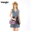 image:imageWrangler Western Shoulder Bag for Women Flap Crossbody Purse with Whipstitch Detail amp FringeVintage Cowgirl HandbagBpurple