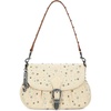 image:imageWrangler Rhinestone Denim Purse Cute Shoulder Bag Womens Crossbody Handbag  with Crossbody Strap Western Buckle Chic Charms Flap amp Zipper Clousure Front Pocket Two Inner PocketsBiege