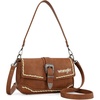 image:imageWrangler Western Shoulder Bag for Women Flap Crossbody Purse with Whipstitch Detail amp FringeVintage Cowgirl HandbagBbrown
