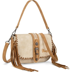 image:imageWrangler Western Shoulder Bag for Women Flap Crossbody Purse with Whipstitch Detail amp FringeVintage Cowgirl HandbagAtan
