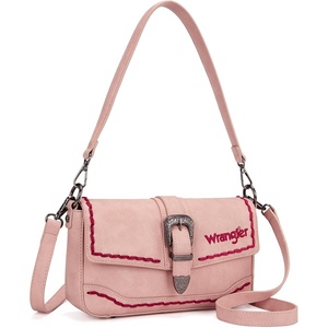 image:imageWrangler Western Shoulder Bag for Women Flap Crossbody Purse with Whipstitch Detail amp FringeVintage Cowgirl HandbagBdeep Pink