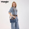 image:imageWrangler Rhinestone Denim Barrel Bag for Women Crossbody Satchel Purse  Bling Rhinestones and Rivets with Detachable Charm Wear as Crossbody Shoulder or Handle for Concerts and Everyday OutingsDark Jean