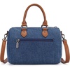 image:imageWrangler Rhinestone Denim Barrel Bag for Women Crossbody Satchel Purse  Bling Rhinestones and Rivets with Detachable Charm Wear as Crossbody Shoulder or Handle for Concerts and Everyday OutingsDark Jean