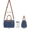 image:imageWrangler Rhinestone Denim Barrel Bag for Women Crossbody Satchel Purse  Bling Rhinestones and Rivets with Detachable Charm Wear as Crossbody Shoulder or Handle for Concerts and Everyday OutingsDark Jean